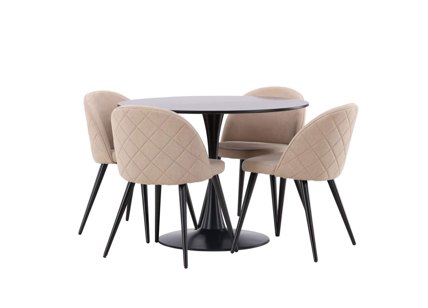 Détail produit de l’ensemble repas Glade et 4 chaises Velvet