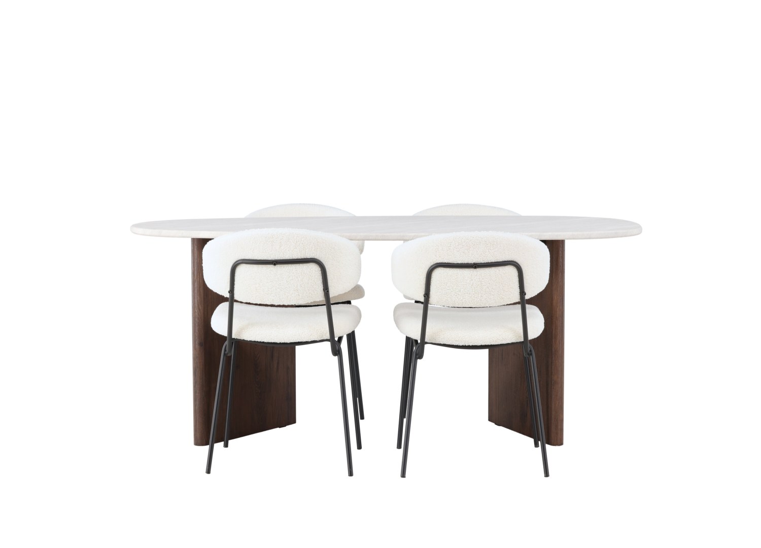 Vue produit de l’ensemble table ovale Grönvik avec 4 chaises Chico