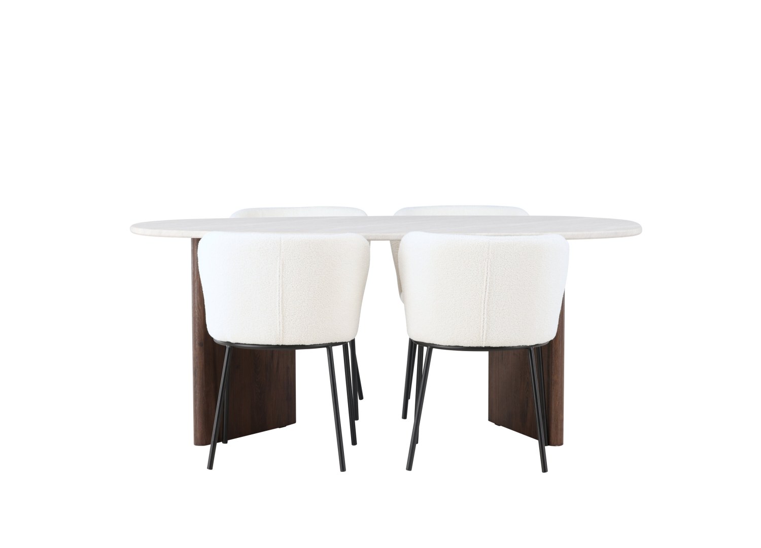 Vue produit de l’ensemble table ovale Grönvik avec 4 chaises Edina