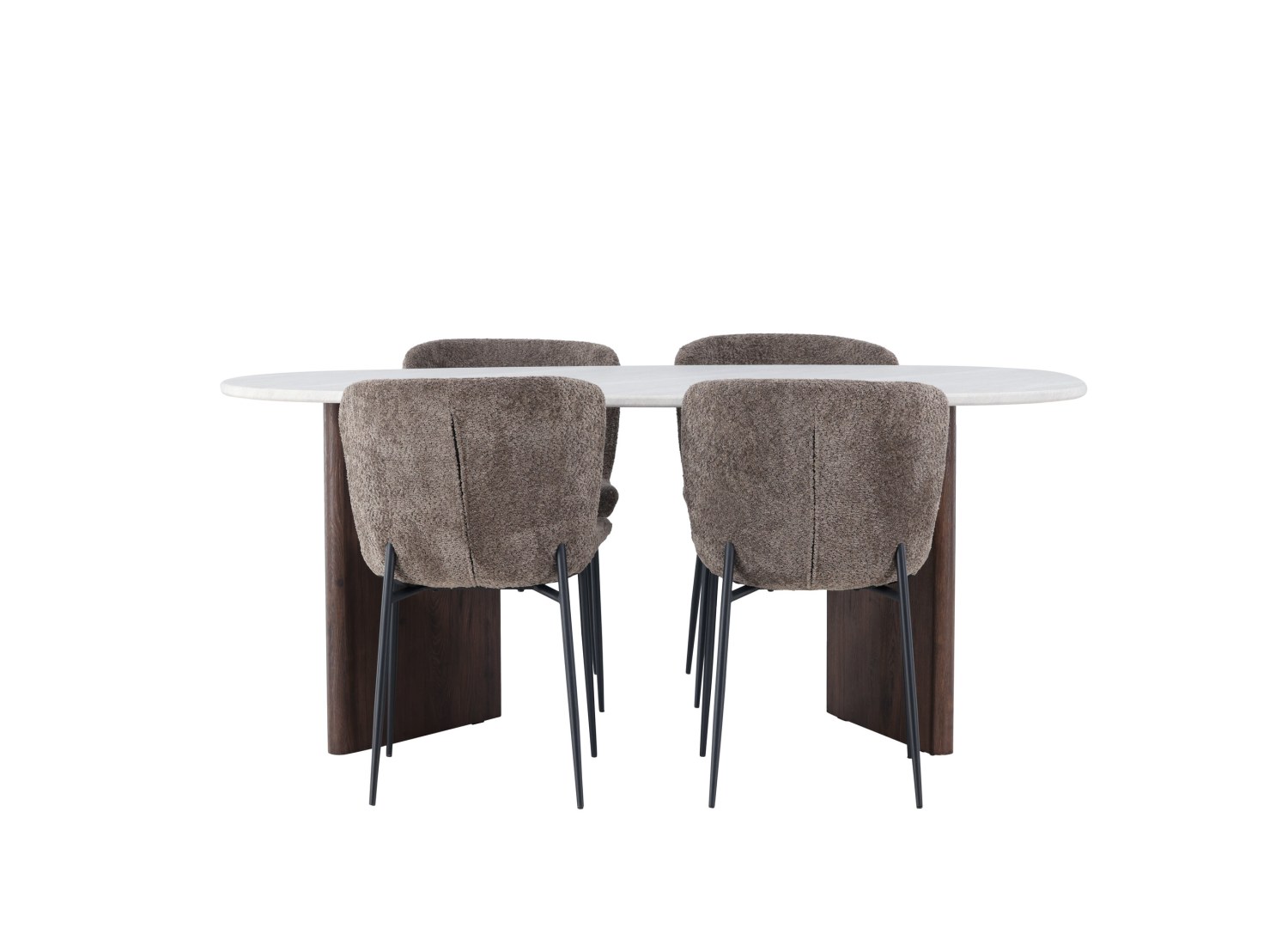Vue produit de l’ensemble table ovale Grönvik avec 4 chaises Modesto