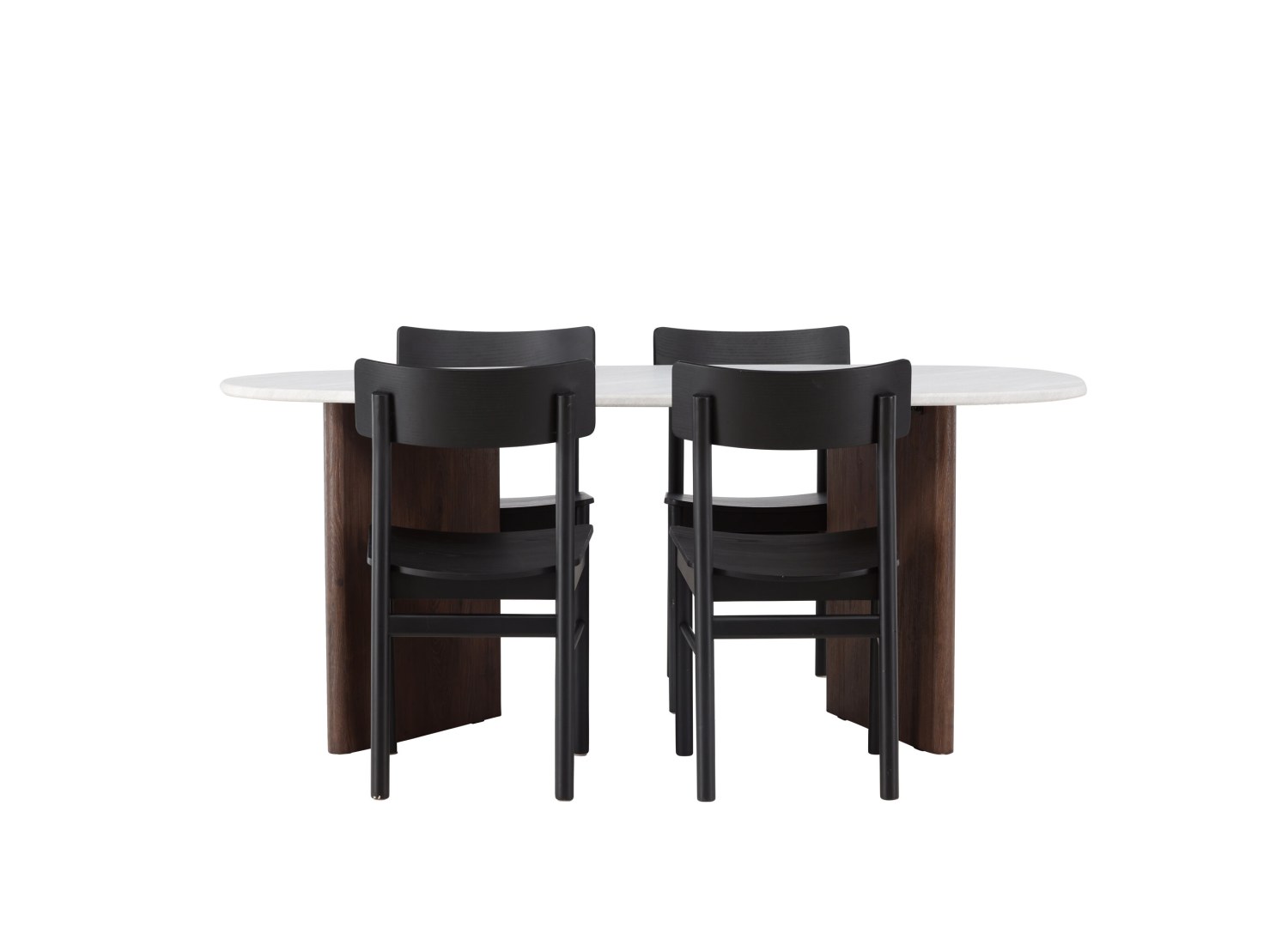 Vue produit de l’ensemble table ovale Grönvik avec 4 chaises Montros