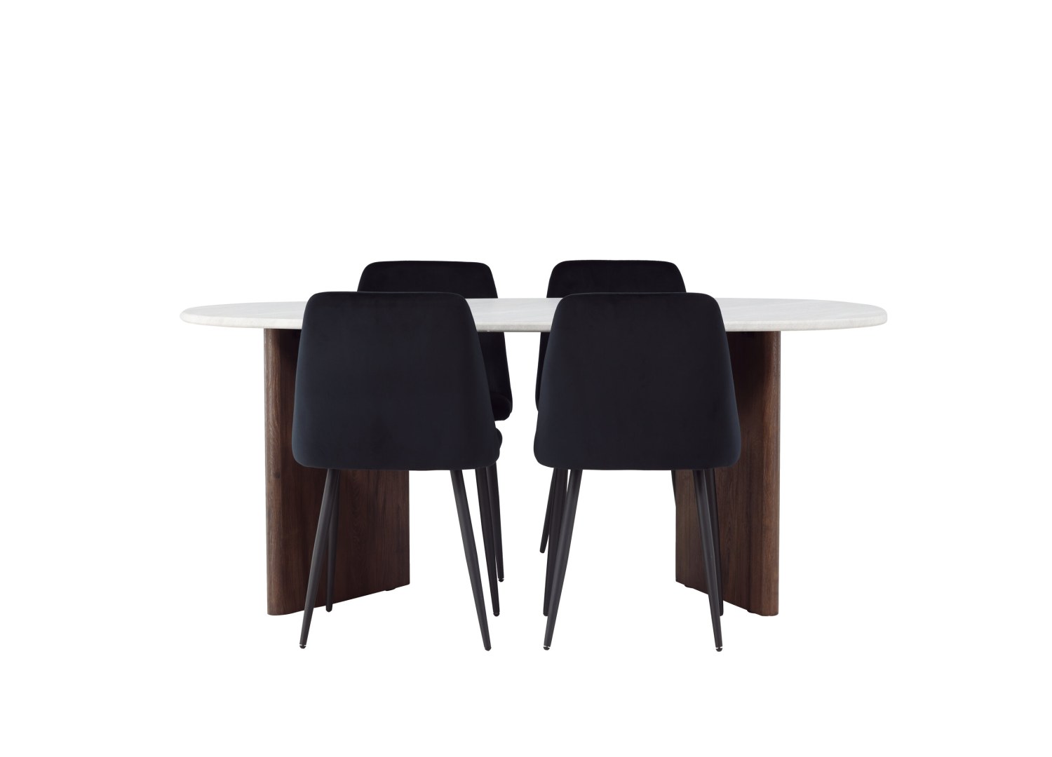 Vue produit de l’ensemble table ovale Grönvik avec 4 chaises Night