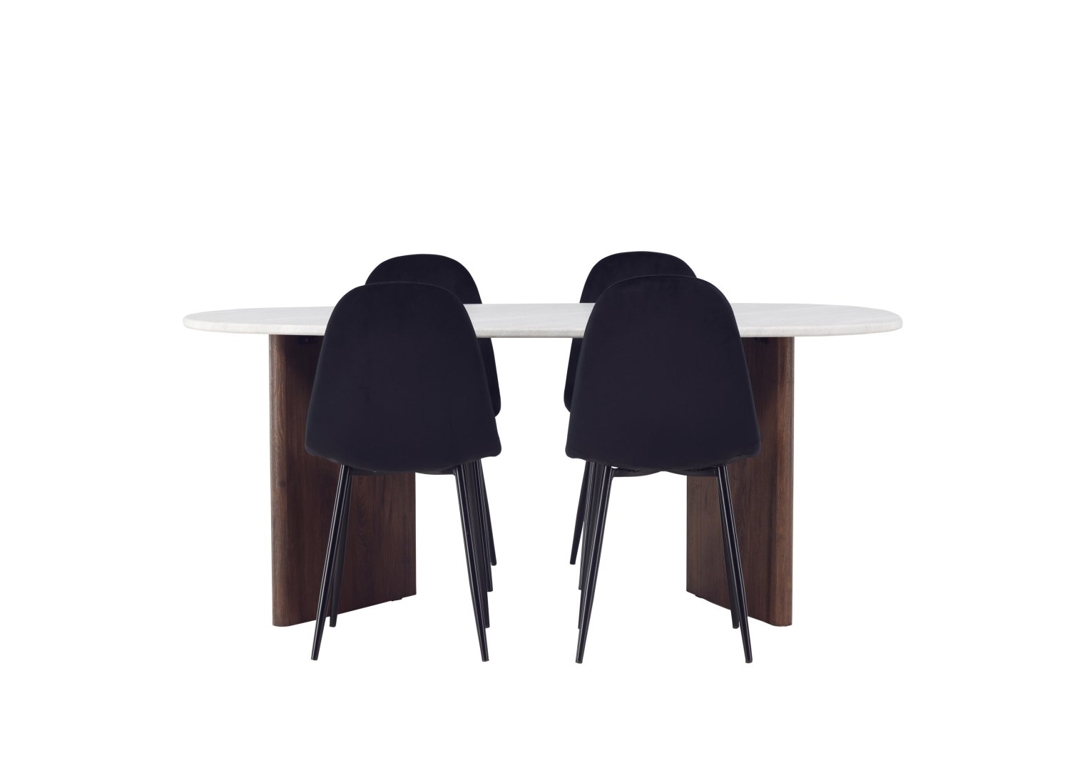 Vue produit de l’ensemble table ovale Grönvik avec 4 chaises Polar