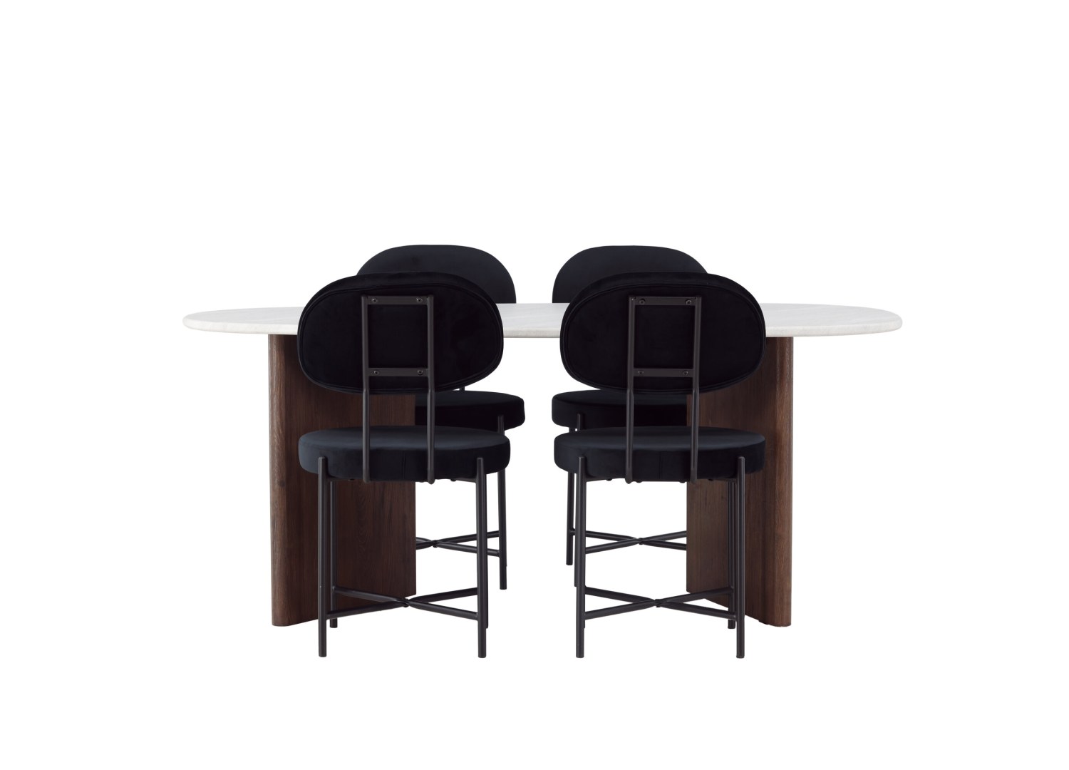 Vue produit de l’ensemble table ovale Grönvik avec 4 chaises Stella