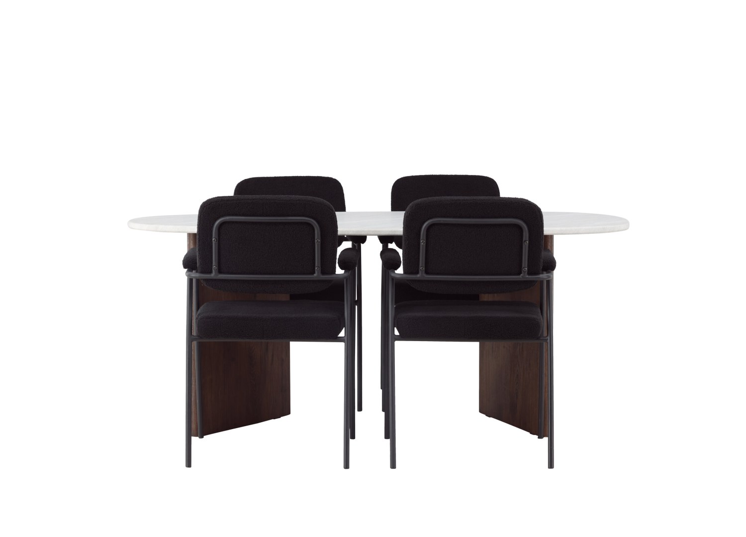 Vue produit de l’ensemble table ovale Grönvik avec 4 chaises Yesterday