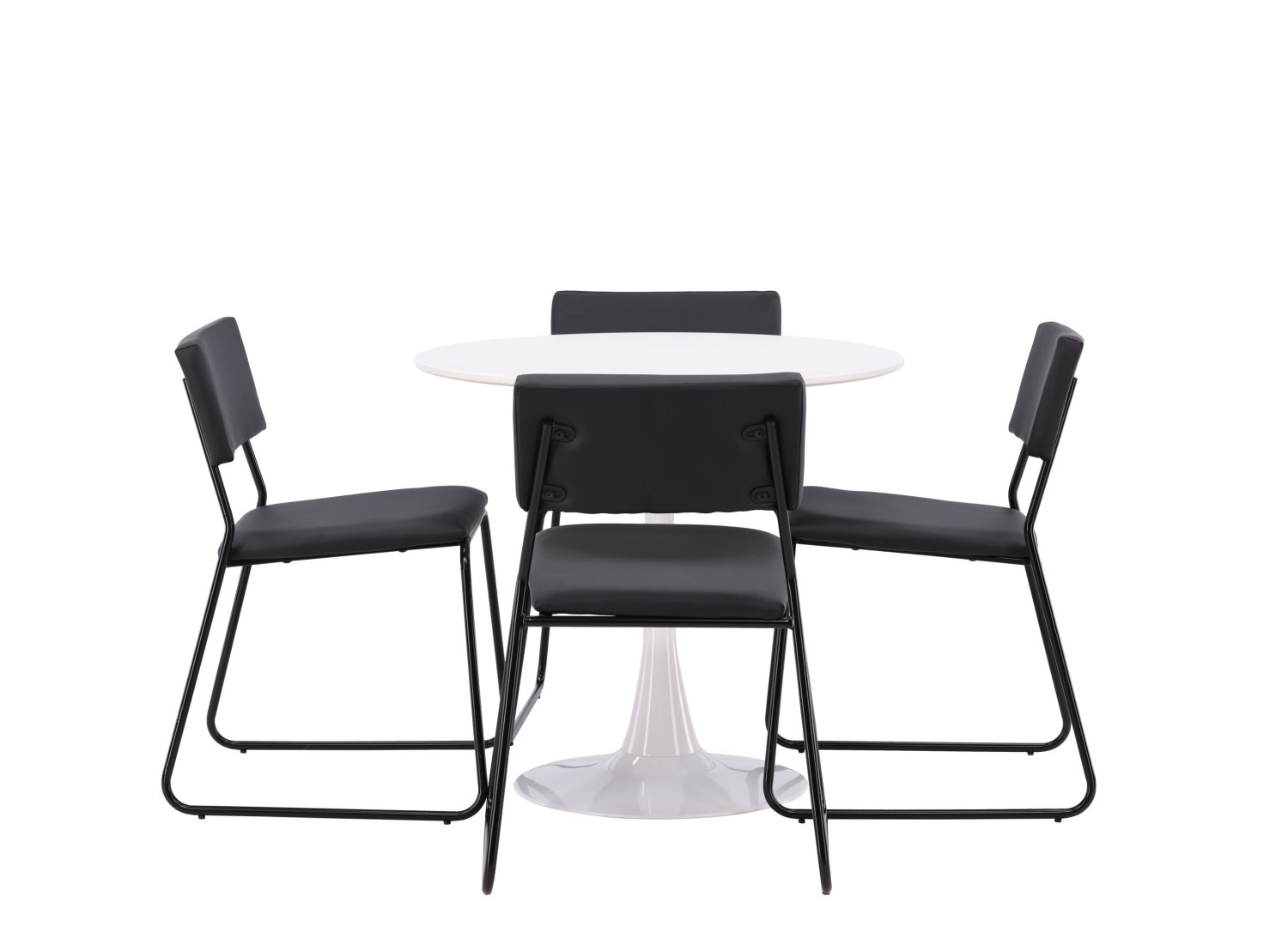 Vue produit de l’ensemble table ronde Hamden avec 4 chaises Kenth