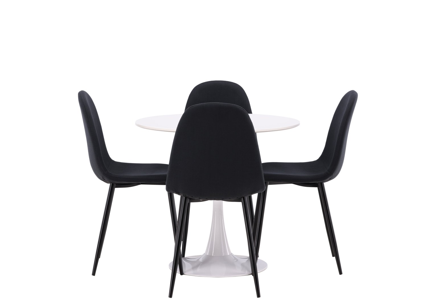 Vue produit de l’ensemble table ronde Hamden avec 4 chaises Polar