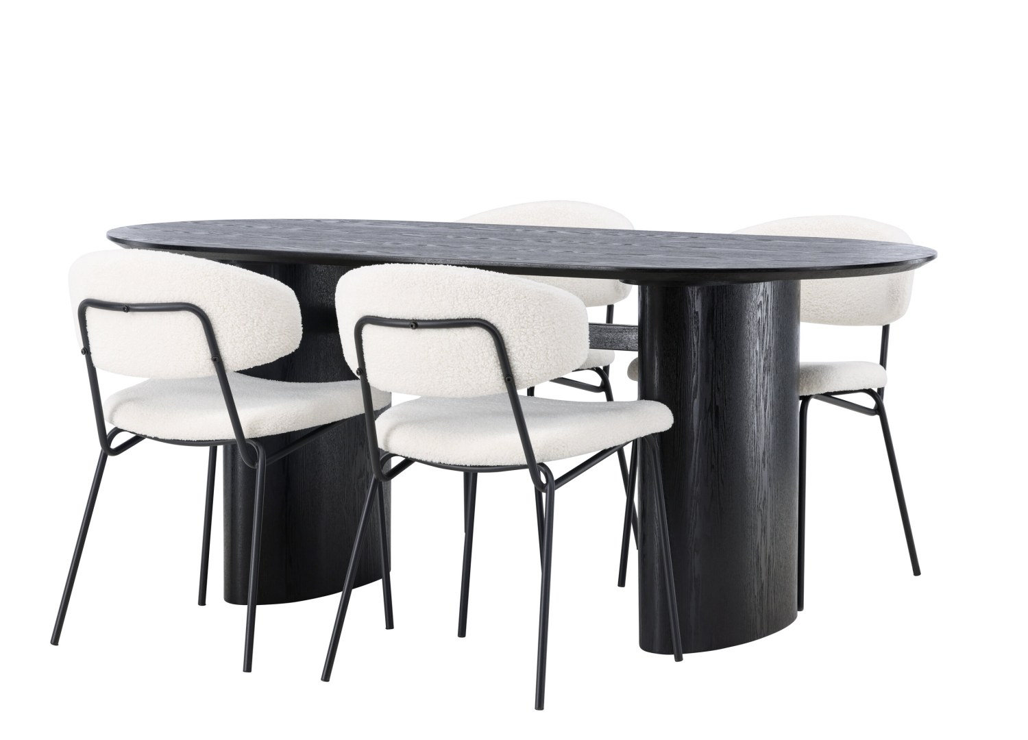 Détail produit de l’ensemble repas Isolde et 4 chaises Chico