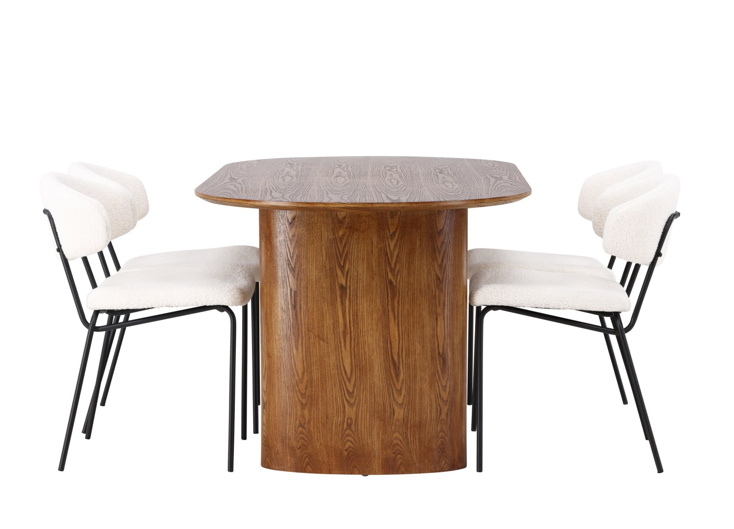 Détail produit de l’ensemble repas Isolde et 4 chaises Chico