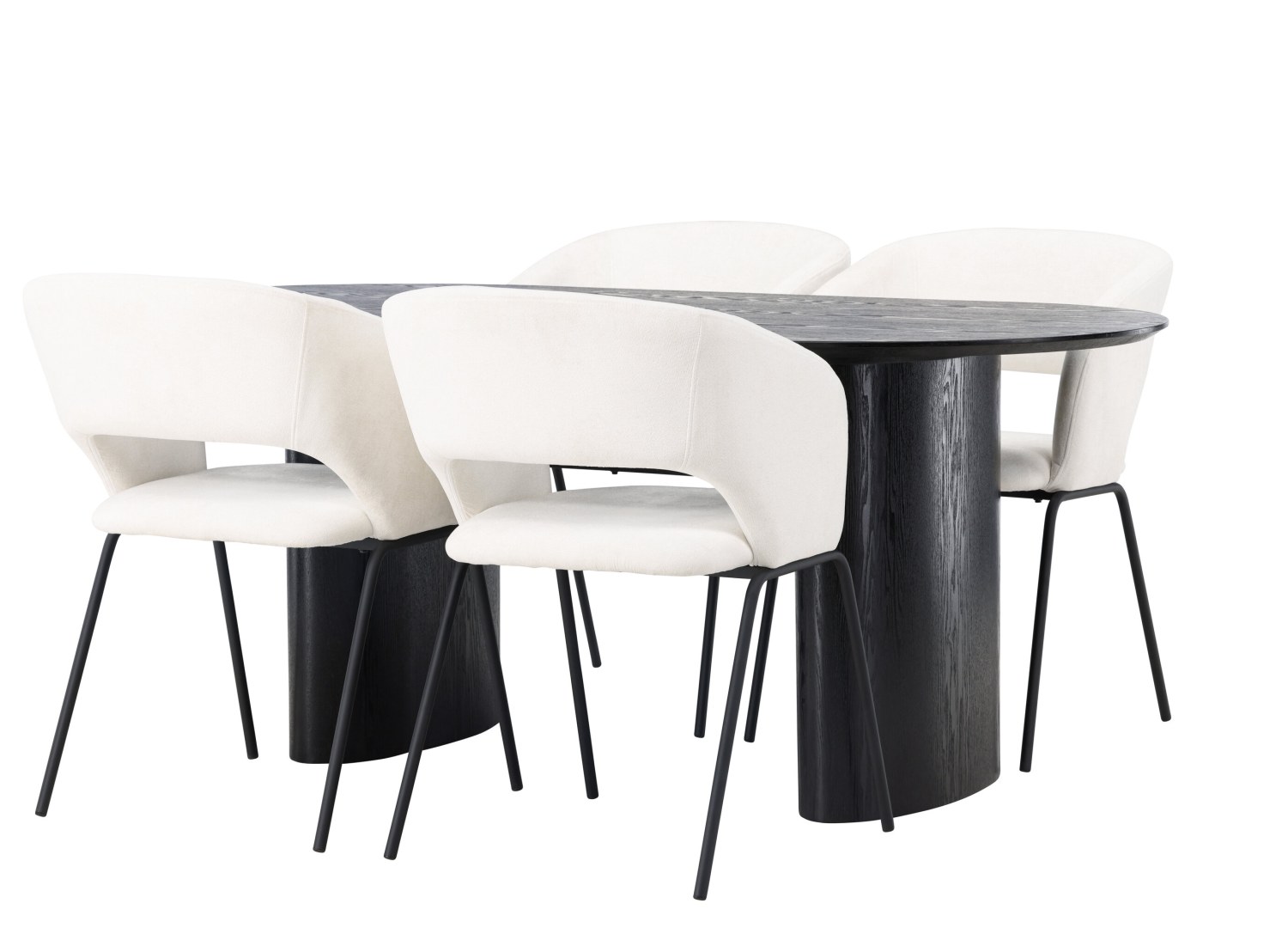 Détail produit de l’ensemble repas Isolde et 4 chaises Day