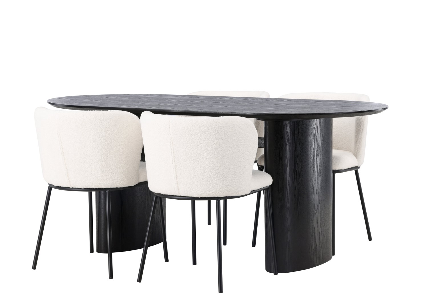 Détail produit de l’ensemble repas Isolde et 4 chaises Edina