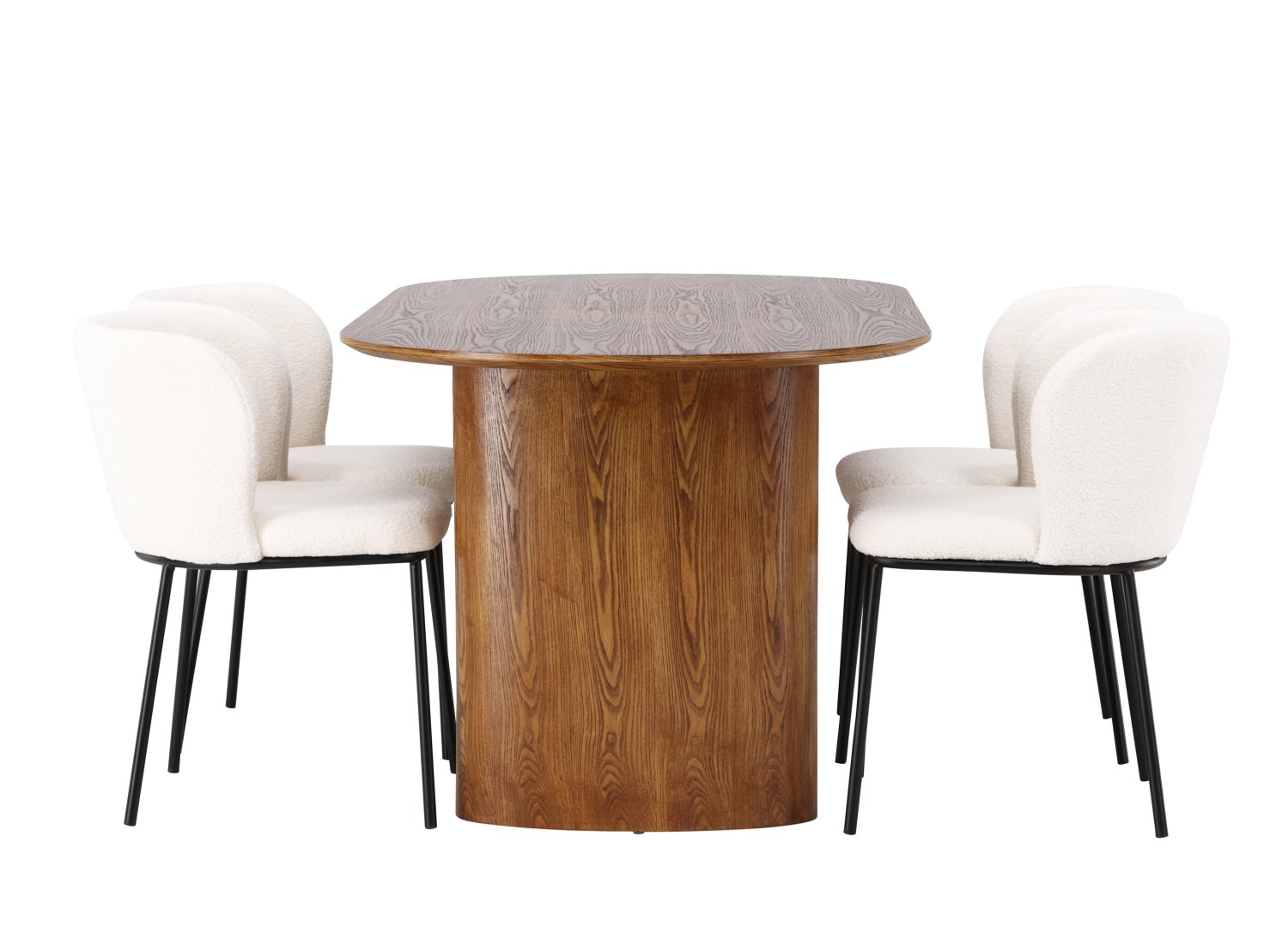 Détail produit de l’ensemble repas Isolde et 4 chaises Edina