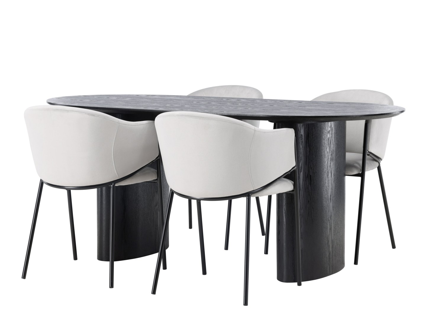 Détail produit de l’ensemble repas Isolde et 4 chaises Evelina