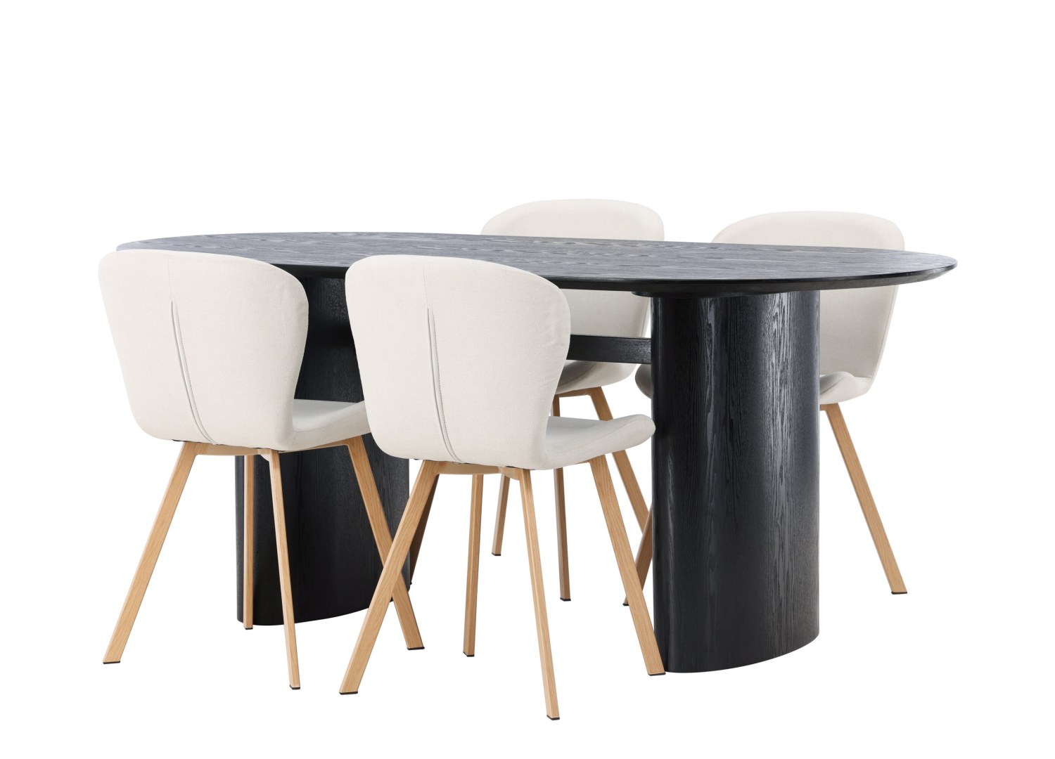 Détail produit de l’ensemble repas Isolde et 4 chaises Lilja