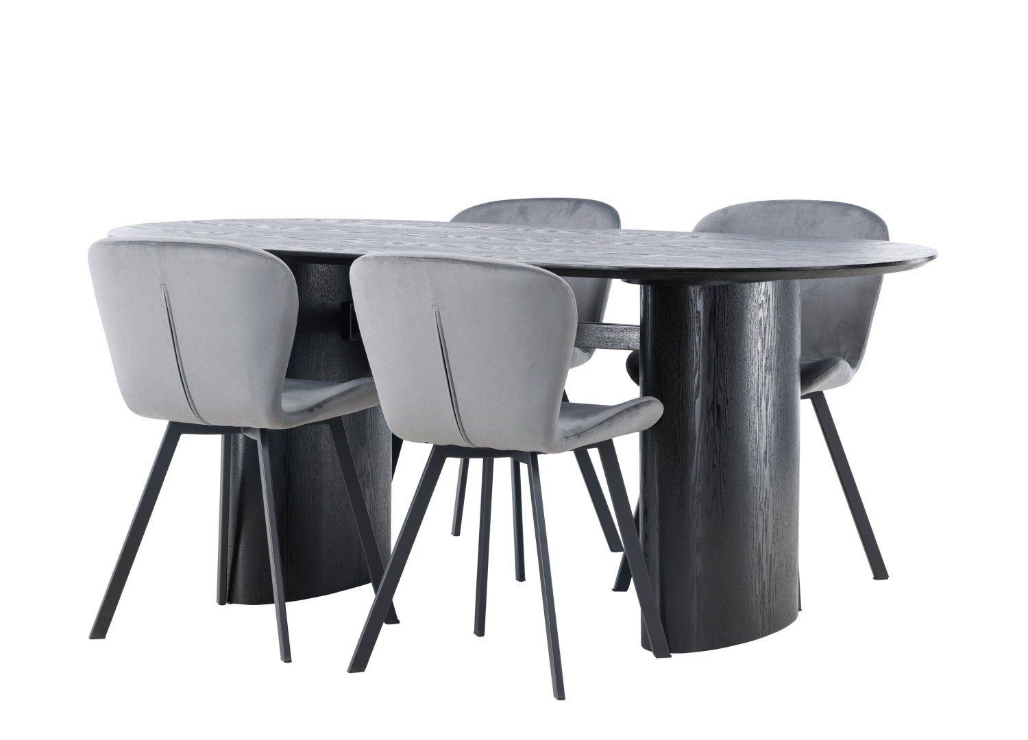 Détail produit de l’ensemble repas Isolde et 4 chaises Lilja