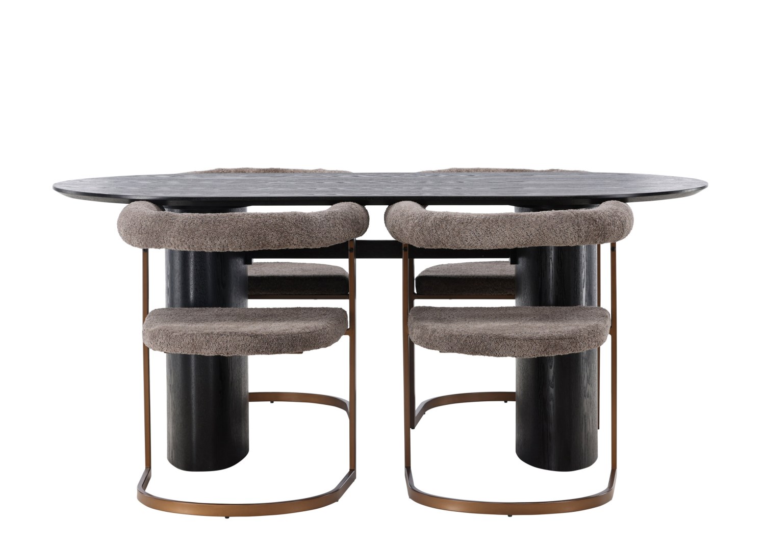 Vue produit de l’ensemble table ovale Isolde avec 4 chaises Morning