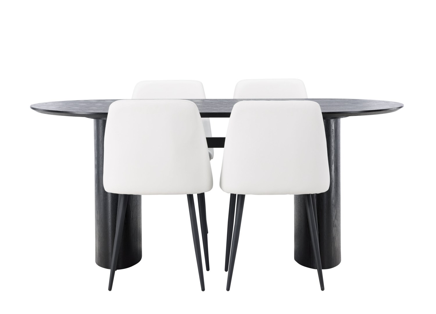 Vue produit de l’ensemble table ovale Isolde avec 4 chaises Night
