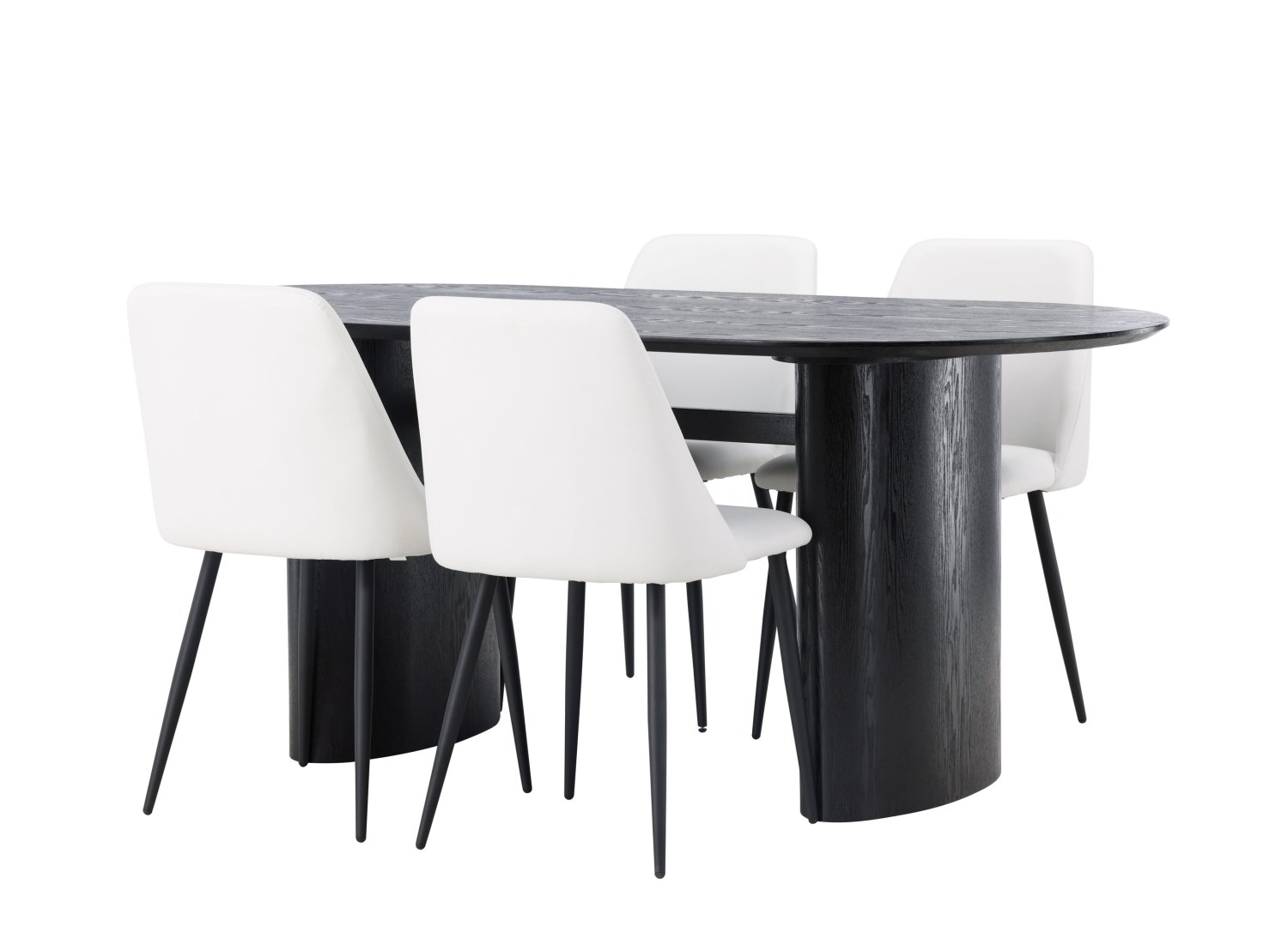Détail produit de l’ensemble repas Isolde et 4 chaises Night