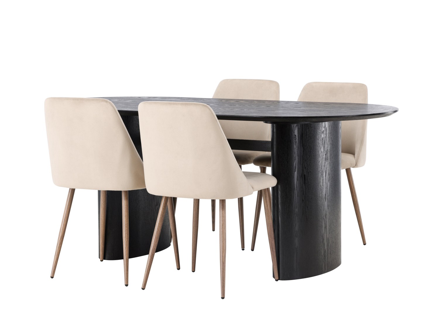 Détail produit de l’ensemble repas Isolde et 4 chaises Night
