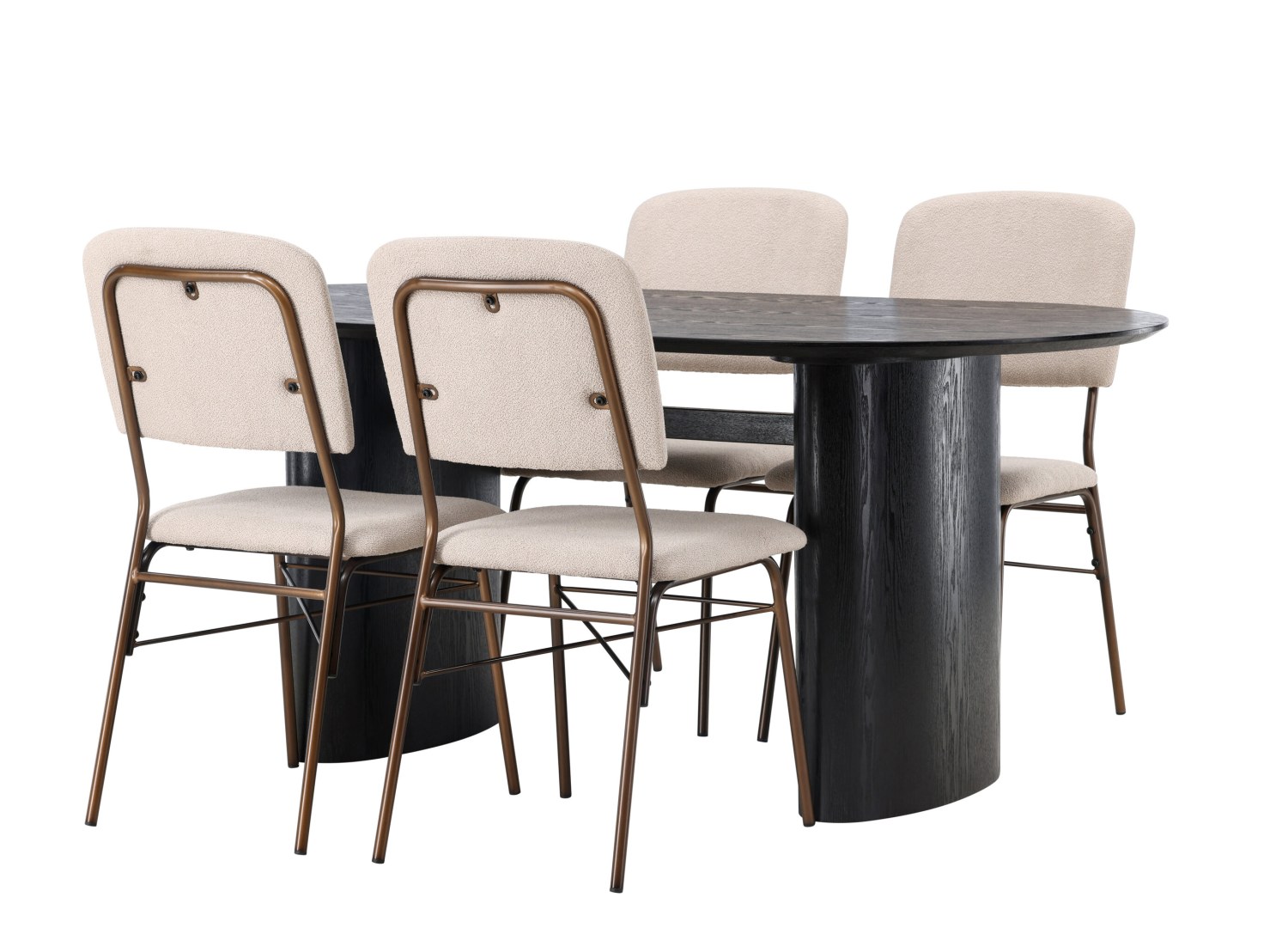 Détail produit de l’ensemble repas Isolde et 4 chaises Seda