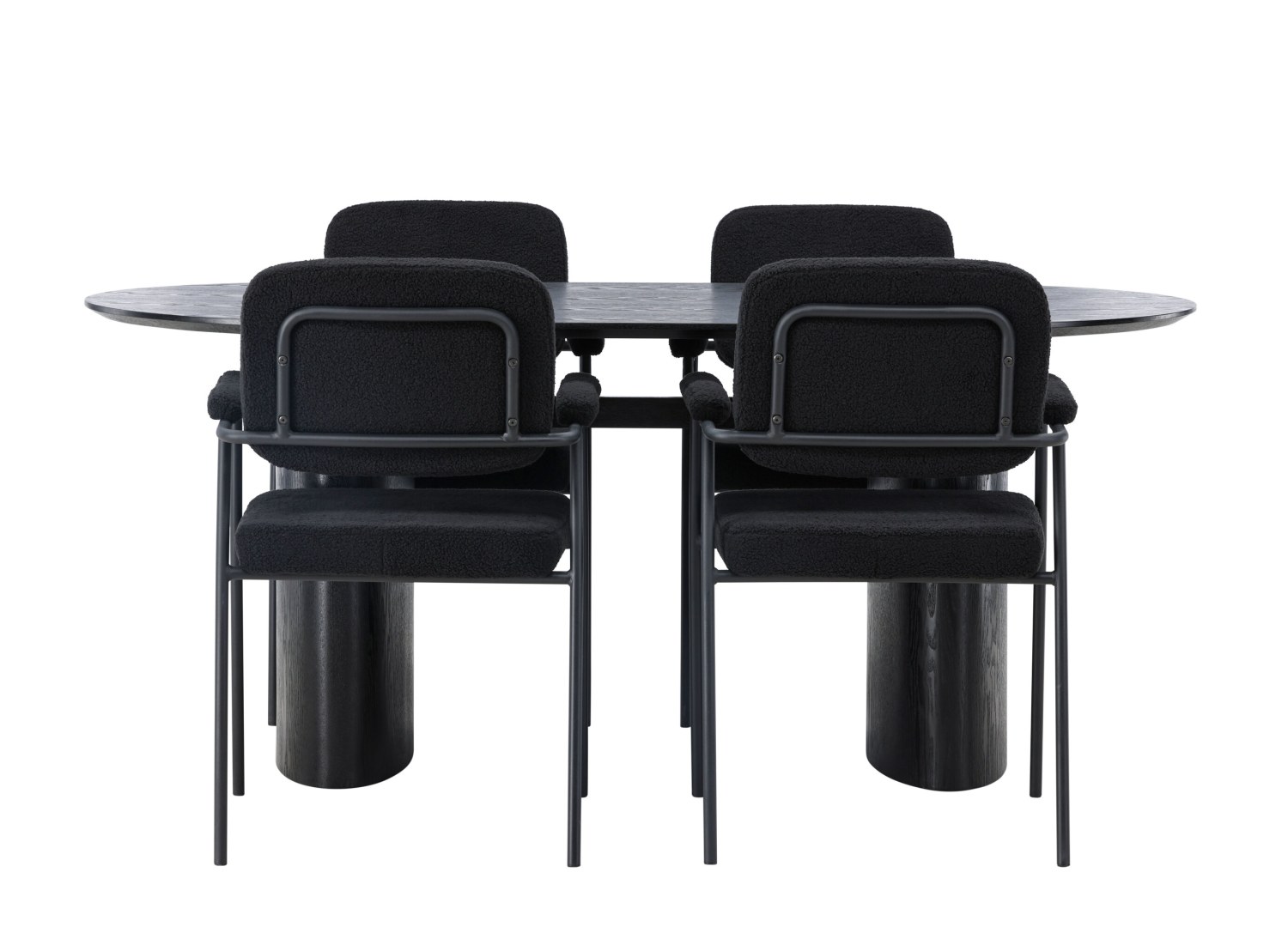 Vue produit de l’ensemble table ovale Isolde avec 4 chaises Yesterday