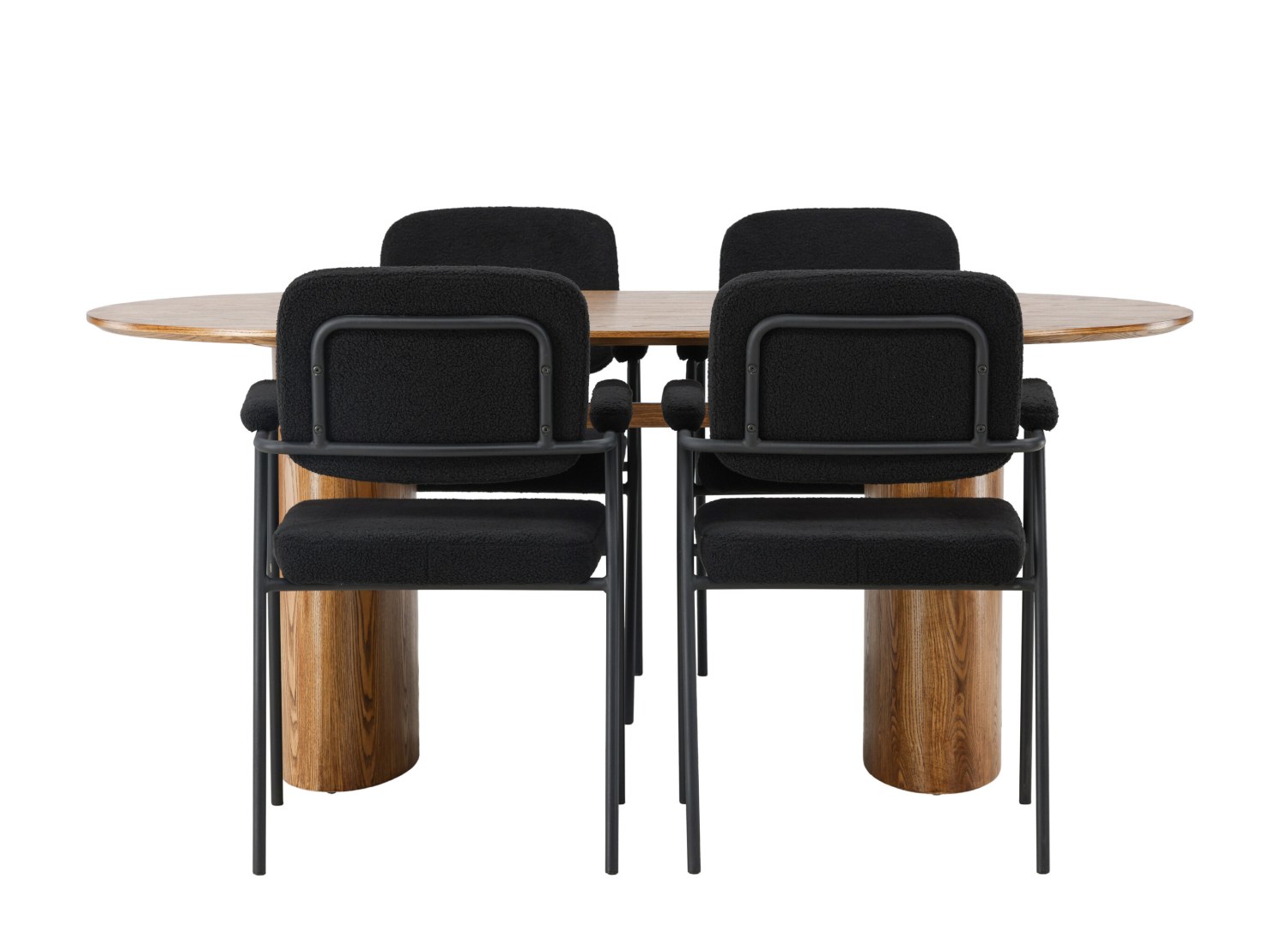 Vue produit de l’ensemble table ovale Isolde avec 4 chaises Yesterday