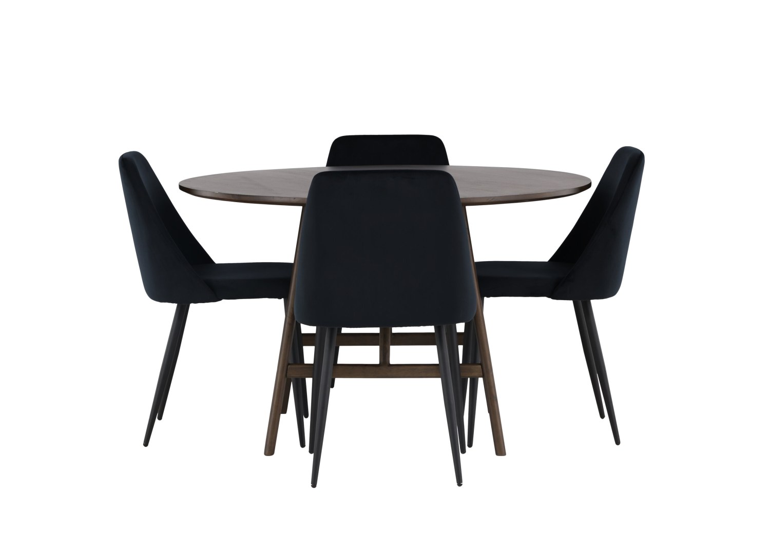 Vue produit de l’ensemble table ronde Kaseidon avec 4 chaises Night