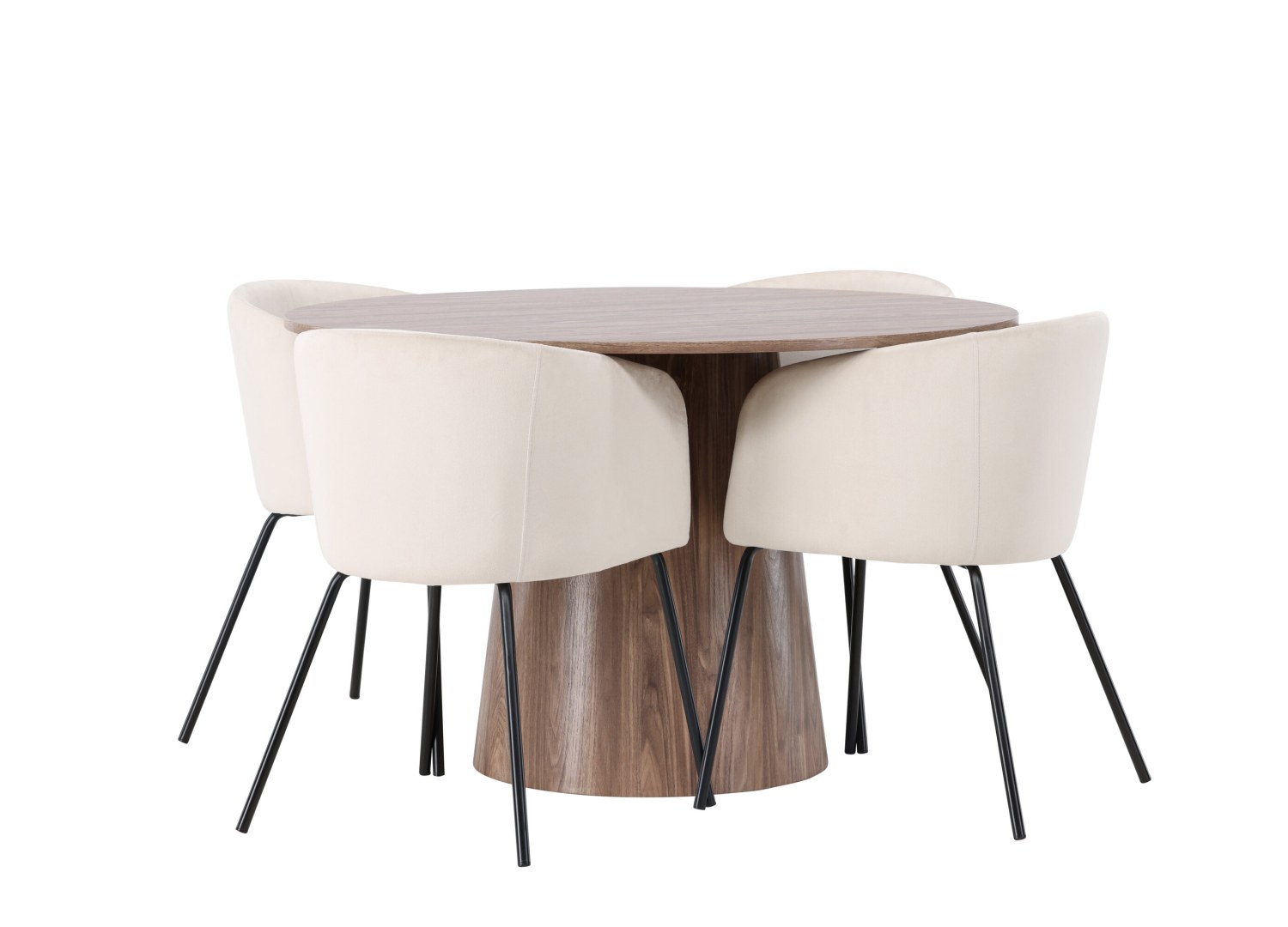 Détail produit de l’ensemble repas Lanzo et 4 chaises Berit