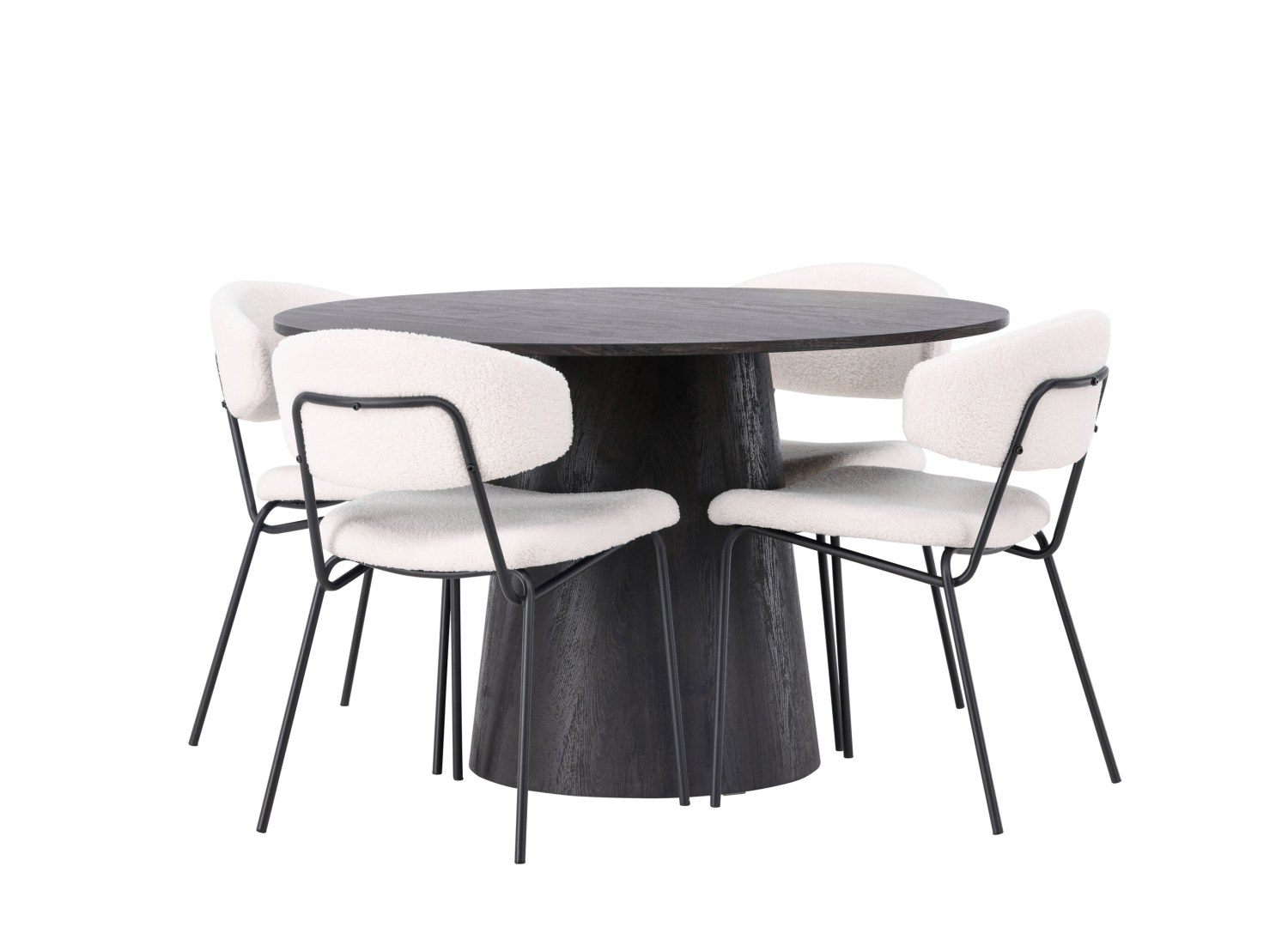 Détail produit de l’ensemble repas Lanzo et 4 chaises Chico