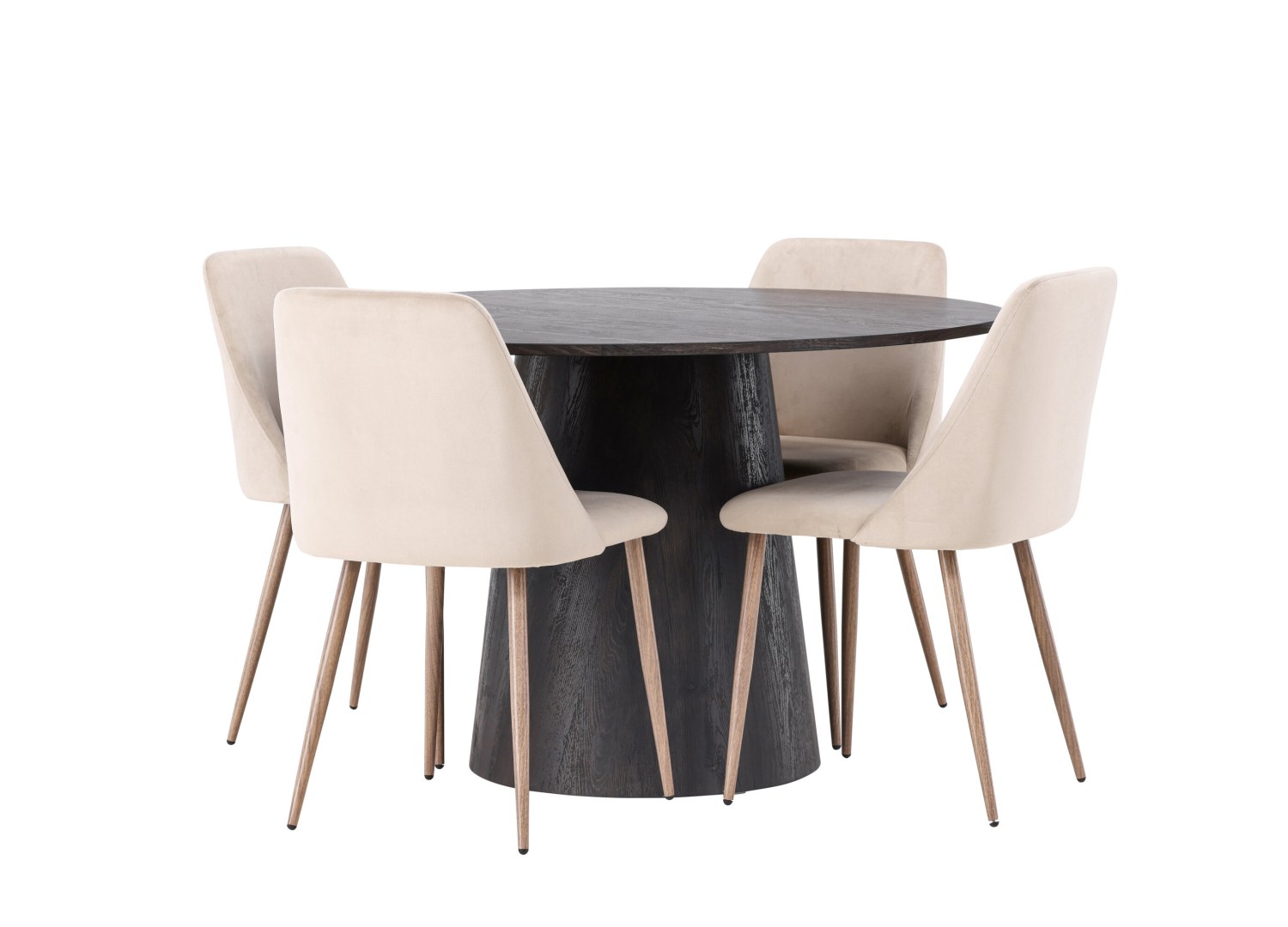 Détail produit de l’ensemble repas Lanzo et 4 chaises Night