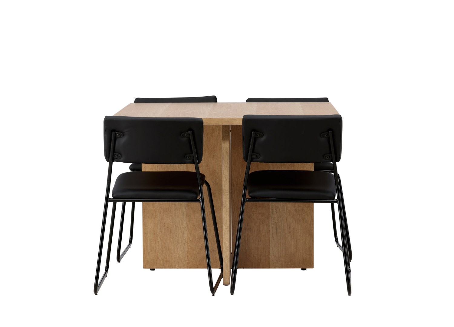 Vue produit de l’ensemble table rectangulaire Leo avec 4 chaises Kenth