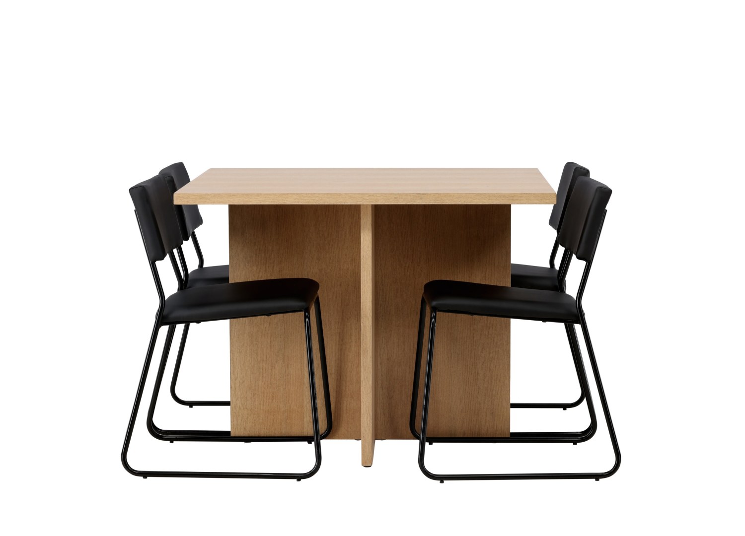 Détail produit de l’ensemble repas Leo et 4 chaises Kenth
