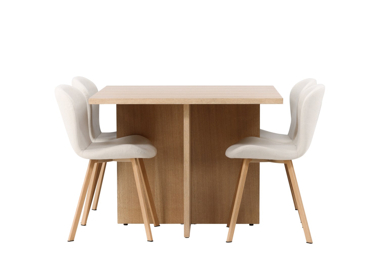 Détail produit de l’ensemble repas Leo et 4 chaises Lilja