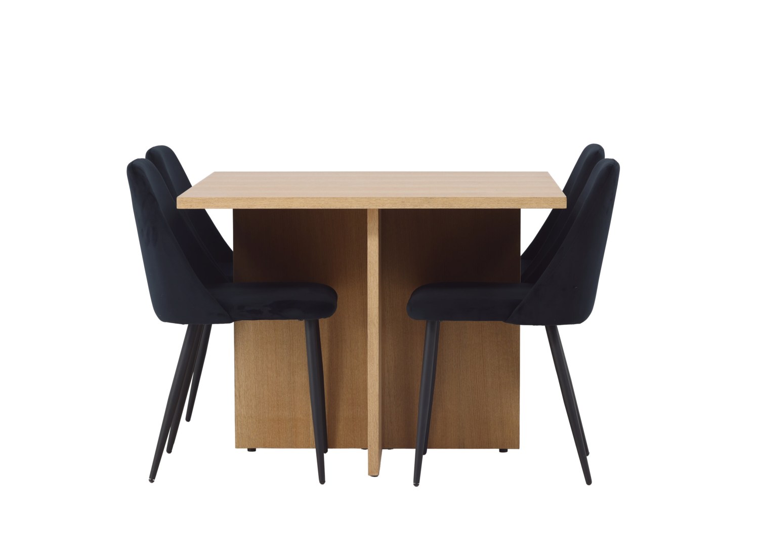 Détail produit de l’ensemble repas Leo et 4 chaises Night