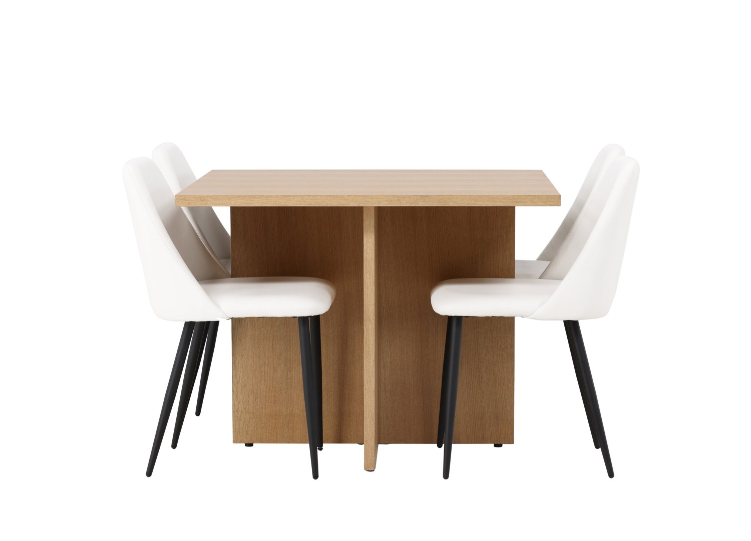 Vue produit de l’ensemble table rectangulaire Leo avec 4 chaises Night