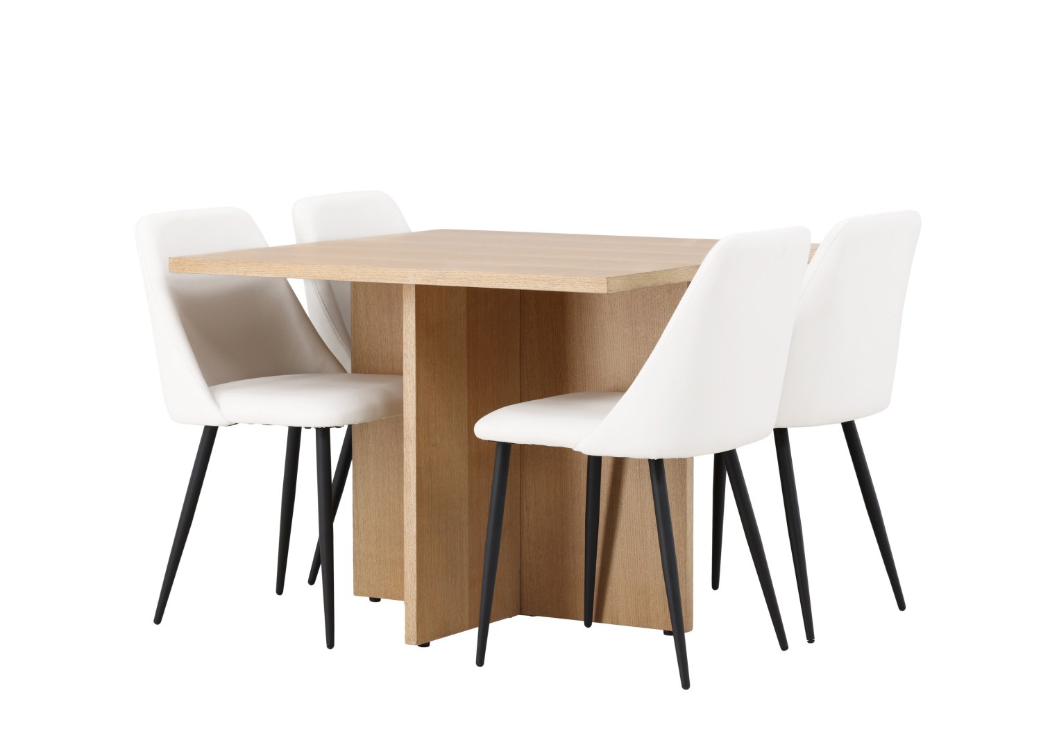 Détail produit de l’ensemble repas Leo et 4 chaises Night