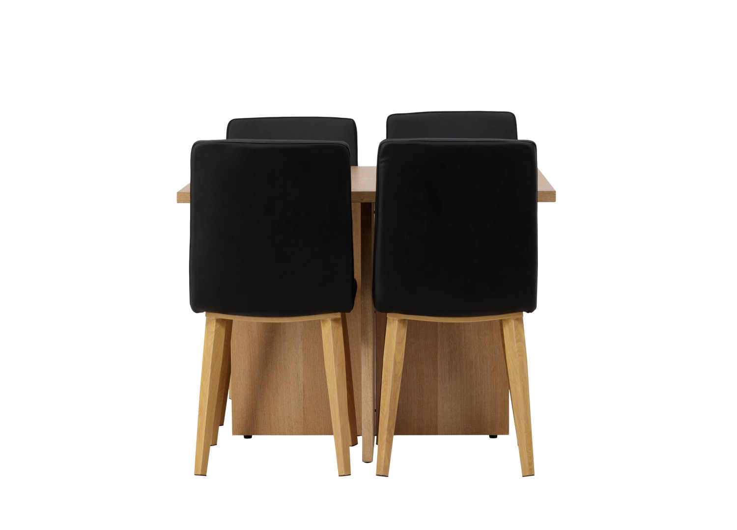 Vue produit de l’ensemble table rectangulaire Leo avec 4 chaises Today