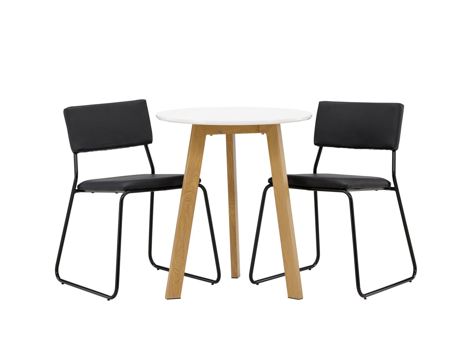 Vue produit de l’ensemble table ronde Leonora avec 2 chaises Kenth