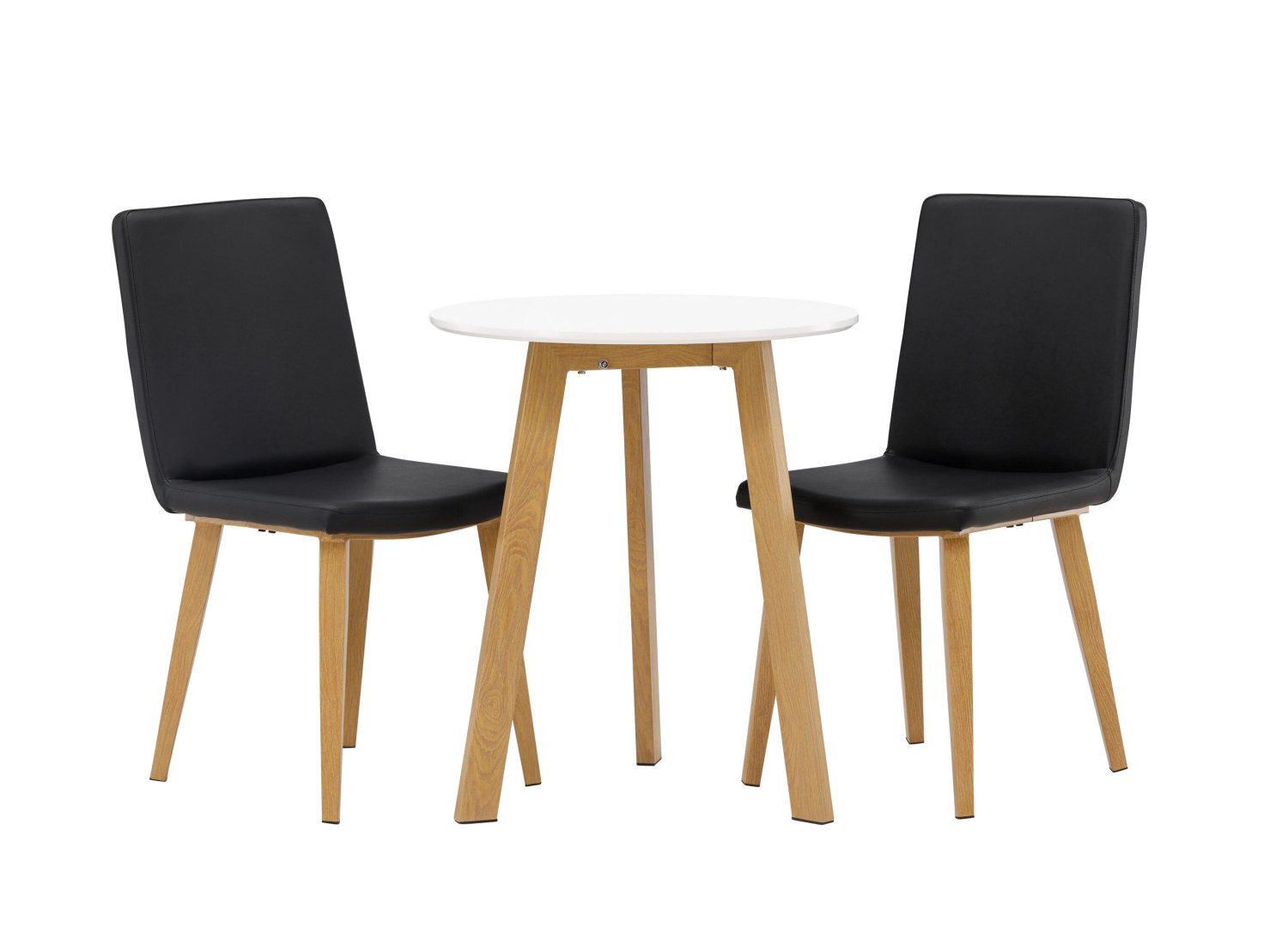 Vue produit de l’ensemble table ronde Leonora avec 2 chaises Today