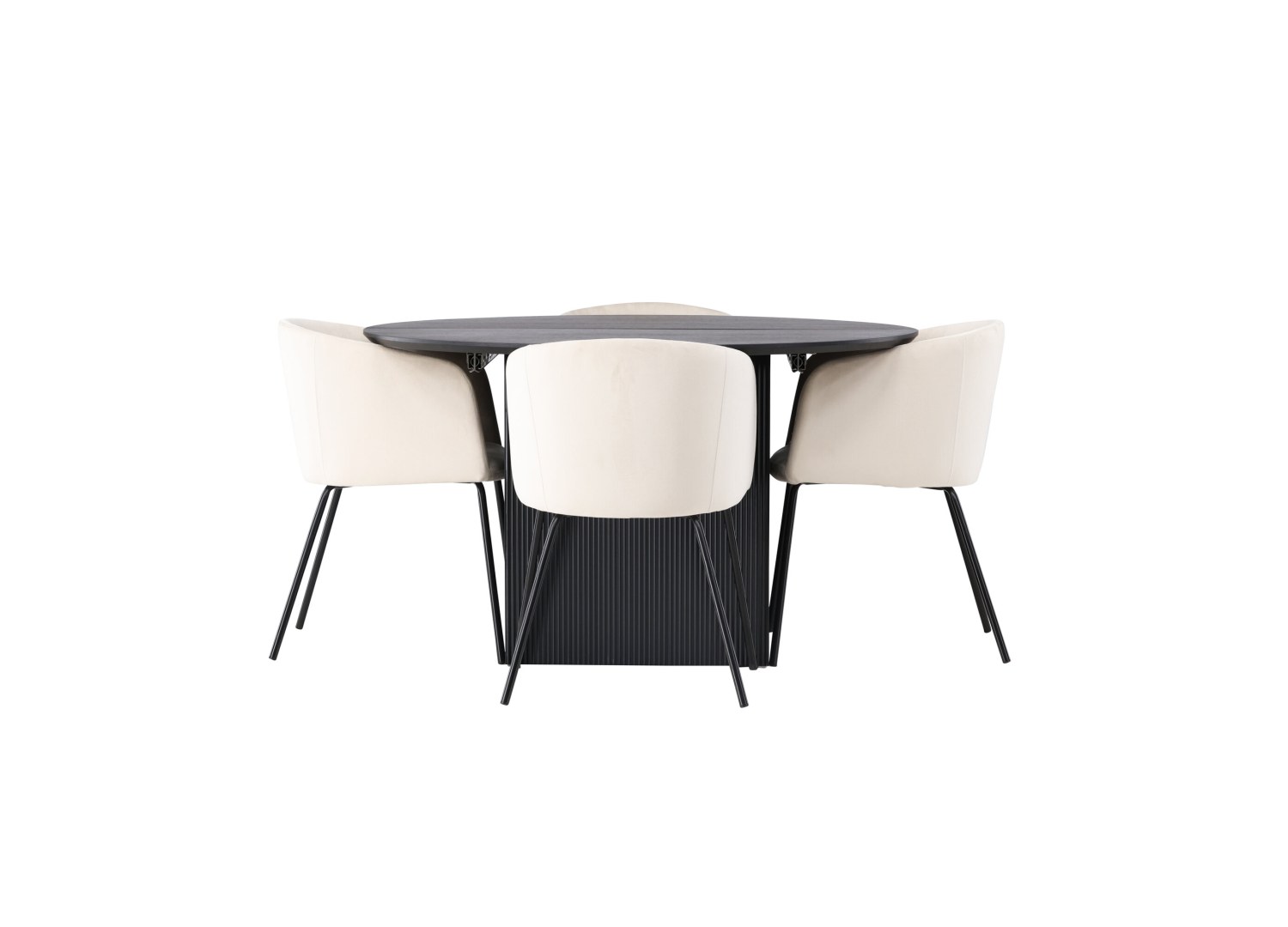 Détail produit de l’ensemble repas Matilda et 4 chaises Berit