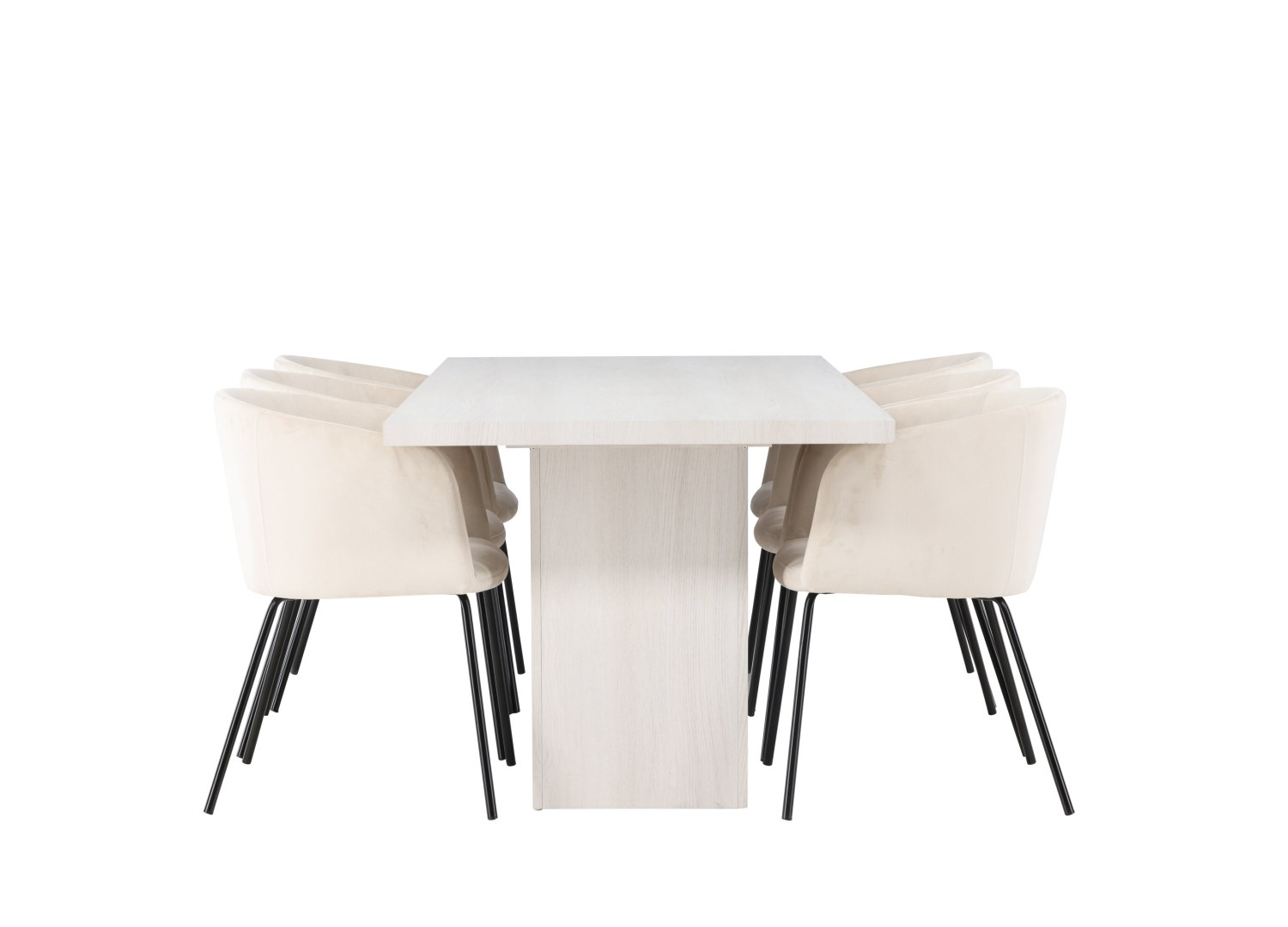 Détail produit de l’ensemble repas Olga et 6 chaises Berit