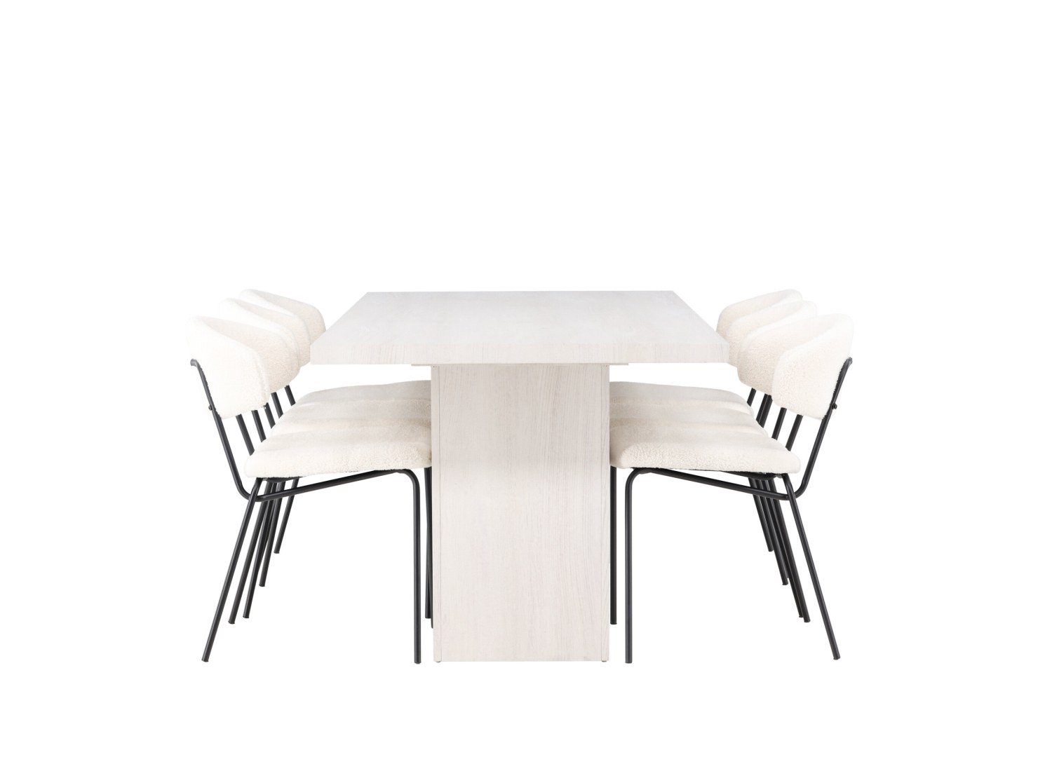Détail produit de l’ensemble repas Olga et 6 chaises Chico
