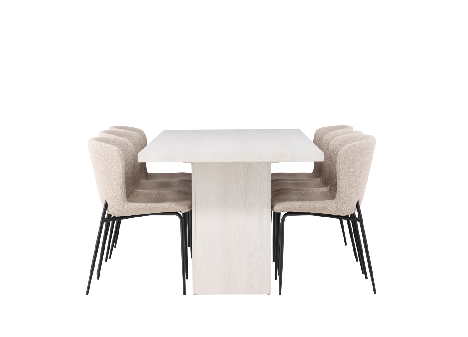 Détail produit de l’ensemble repas Olga et 6 chaises Modesto