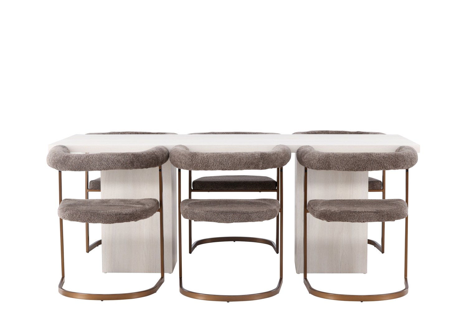 Vue produit de l’ensemble table rectangulaire Olga avec 6 chaises Morning