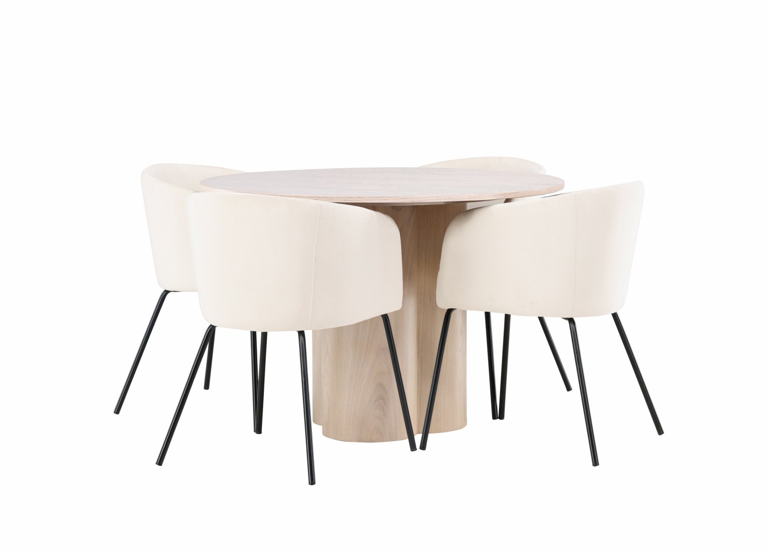 Détail produit de l’ensemble repas Olivia et 4 chaises Berit