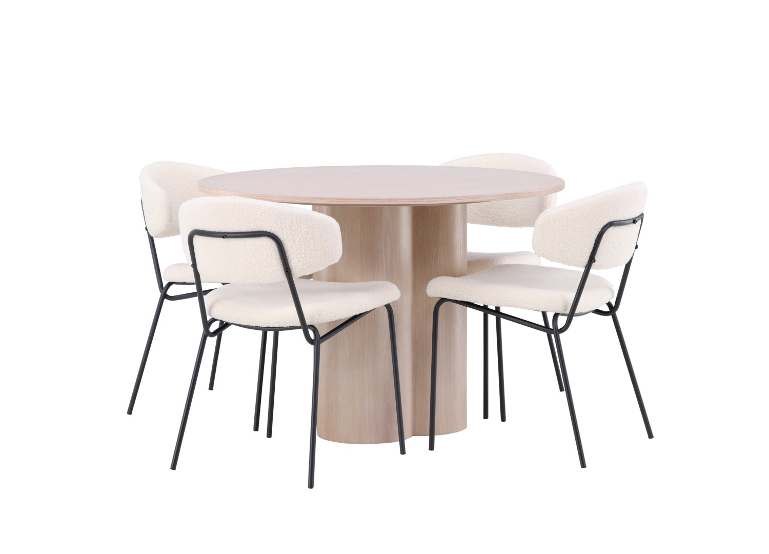 Détail produit de l’ensemble repas Olivia et 4 chaises Chico