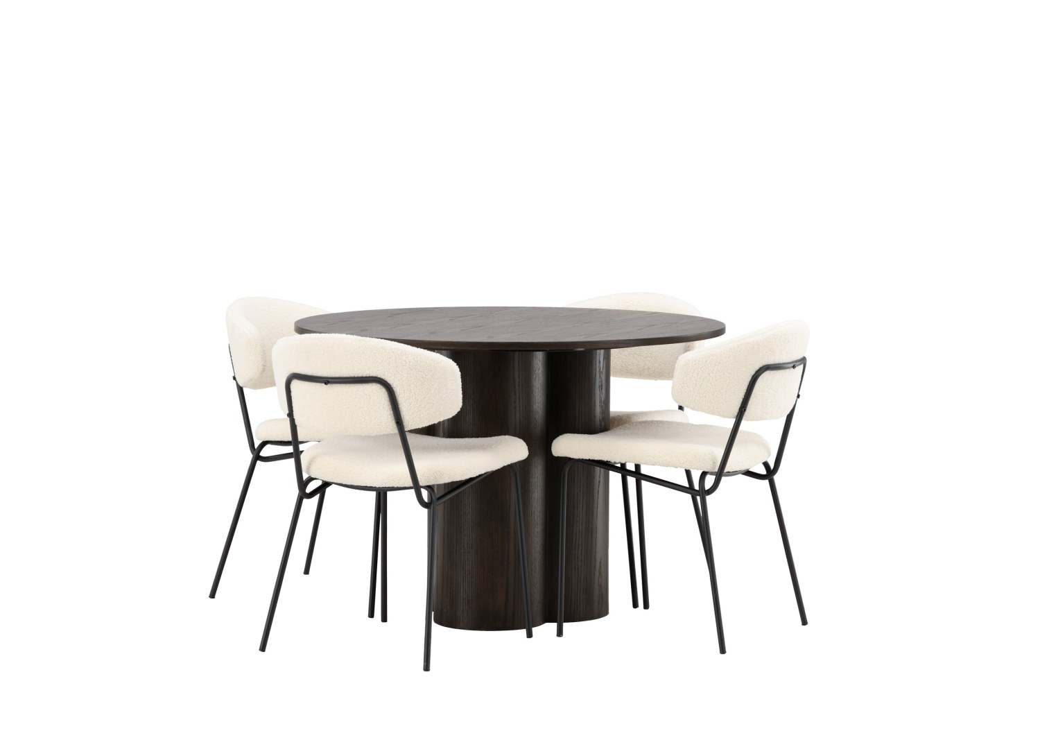 Détail produit de l’ensemble repas Olivia et 4 chaises Chico