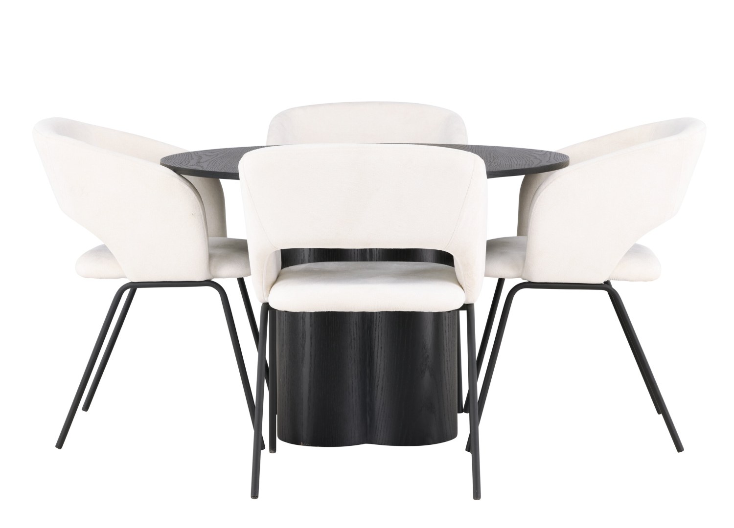 Vue produit de l’ensemble table ronde Olivia avec 4 chaises Day