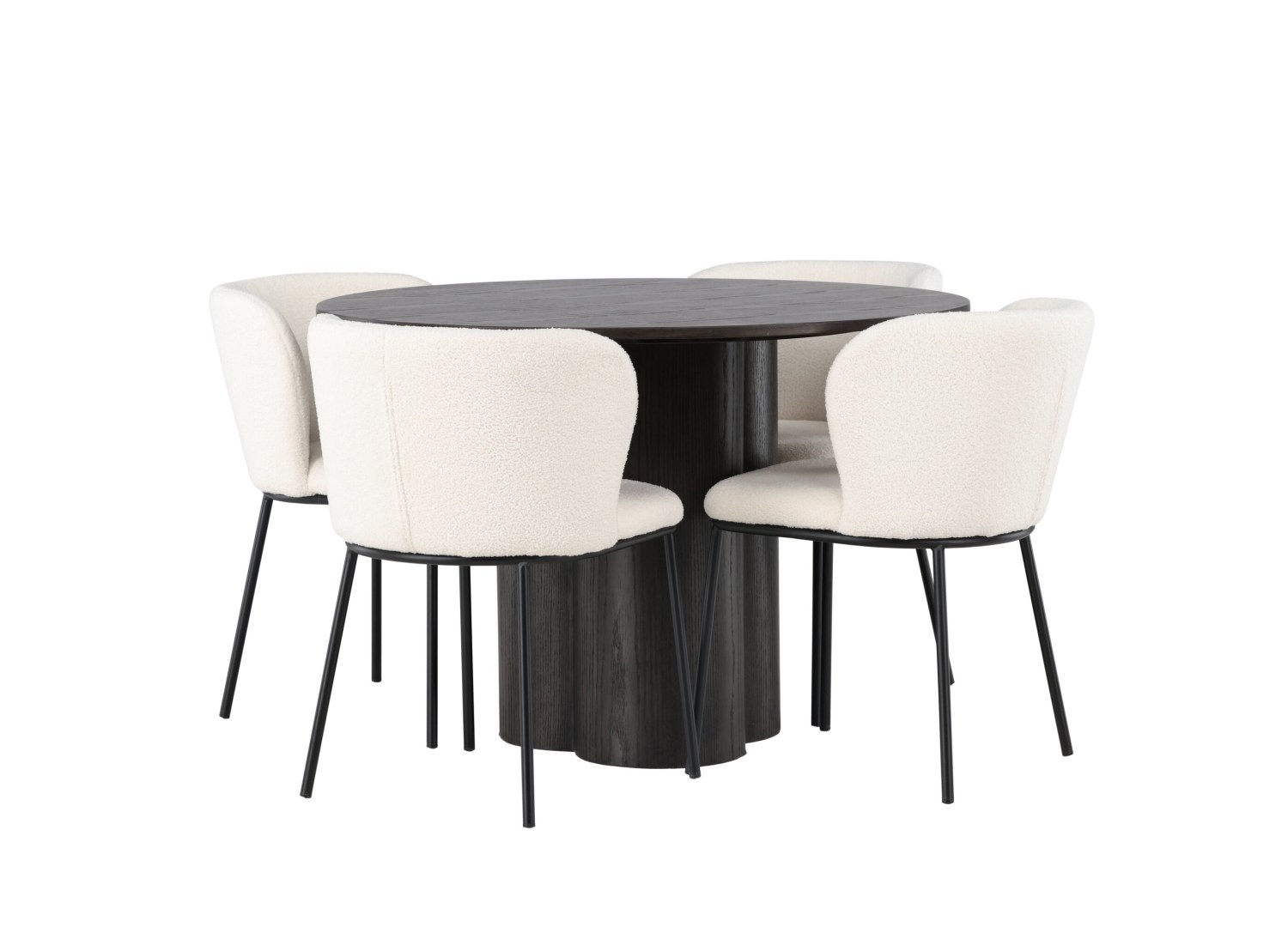 Détail produit de l’ensemble repas Olivia et 4 chaises Edina