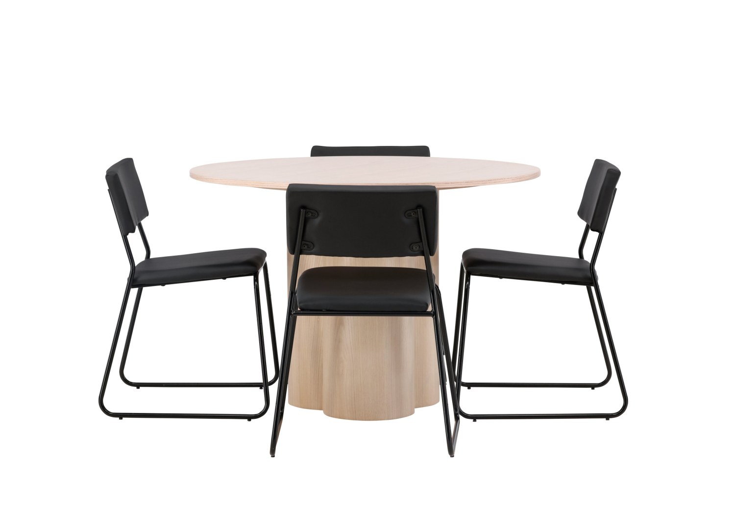 Vue produit de l’ensemble table ronde Olivia avec 4 chaises Kenth